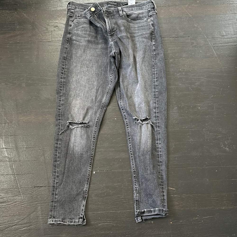 Banana republic skinny mid rise jeans distressed slit st ankle see pic